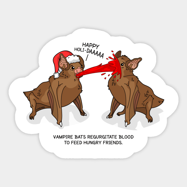 Vampire Bat Christmas by Zoodraws Sticker by Zoodraws